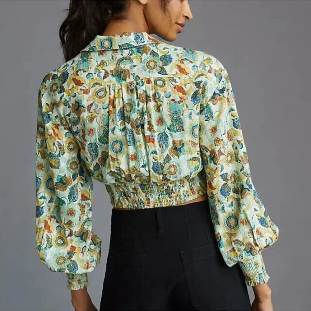Anthropologie 2 Piece Floral Blouse Set